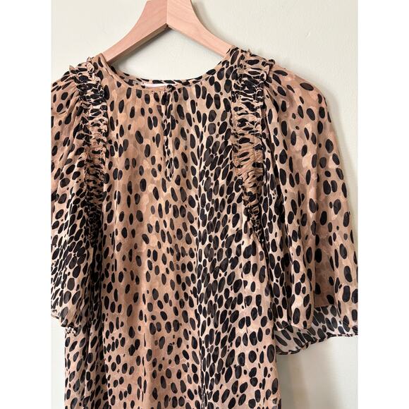 Rebecca Taylor Silk Blend Golden Ombre Leopard Print Blouse Medium - Picture 4 of 7